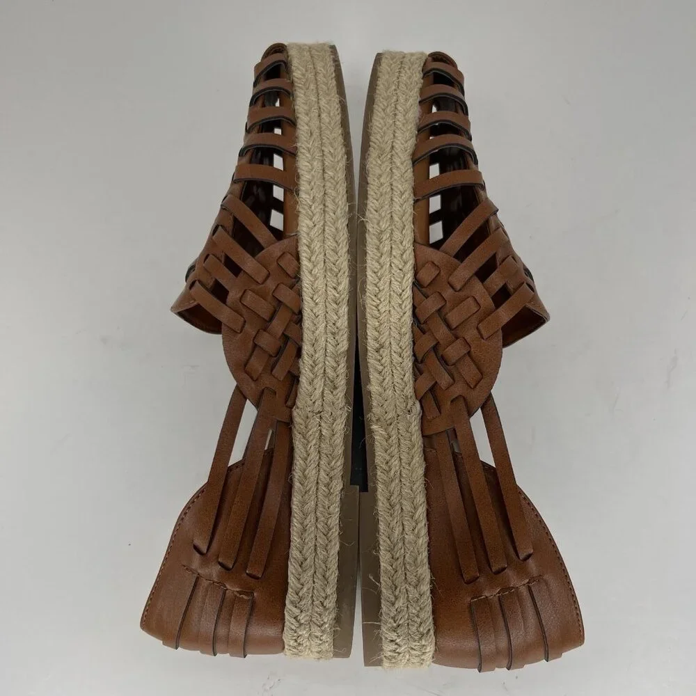 Sam & Libby Womens Size 8.5 Woven Brown Asha Espadrille Saddle Slip On Shoes